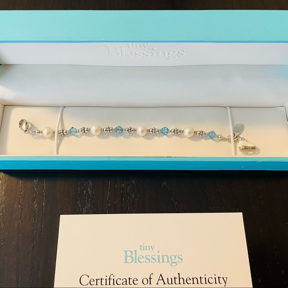 Tiny blessing sterling silver & Swarovski bracelet